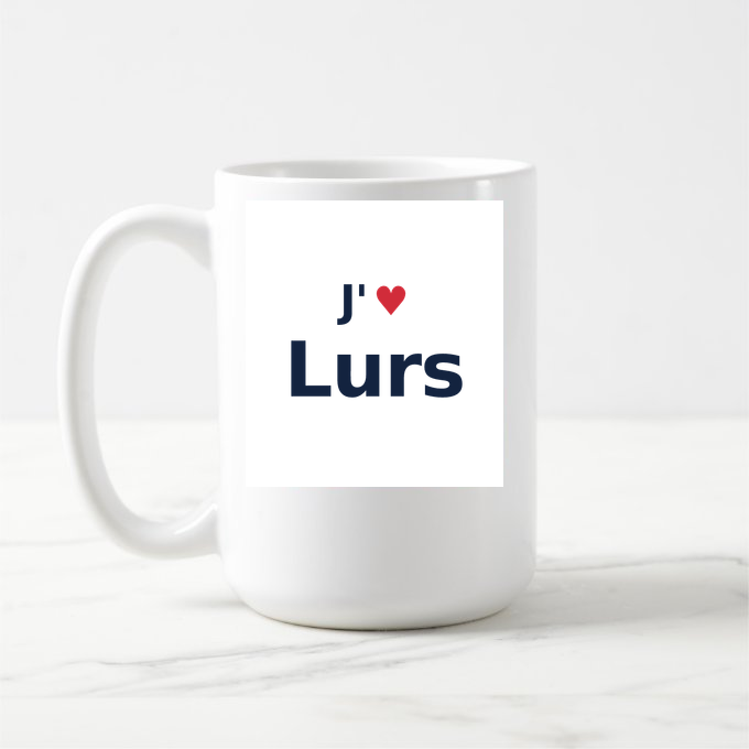 Mug personnalisé Lurs — design « J'aime Lurs » imprimé sur le mug