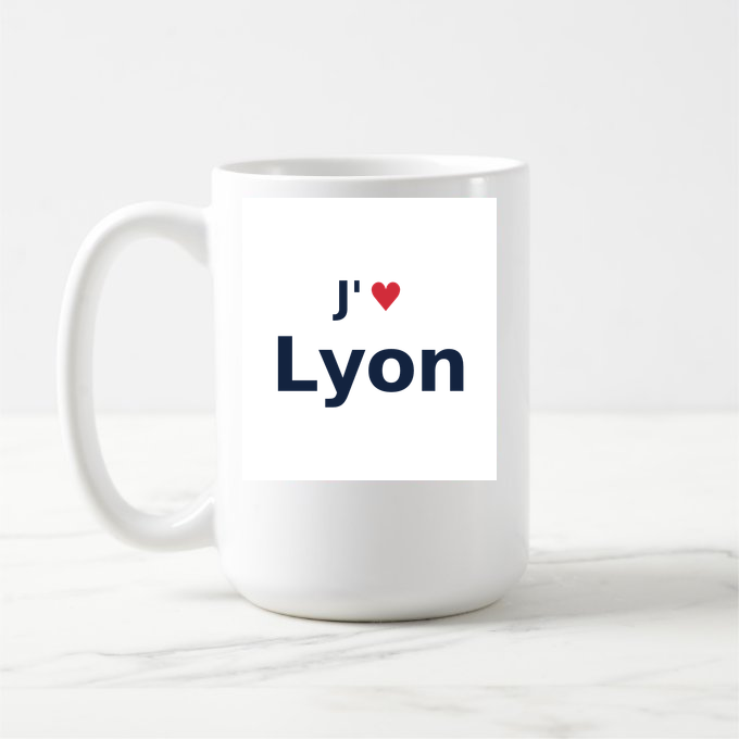 Mug personnalisé Lyon — design J'aime Lyon