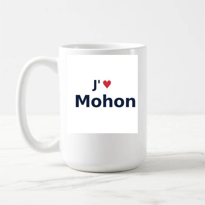 Mug personnalisé Mohon — design « J'aime Mohon » imprimé sur le mug