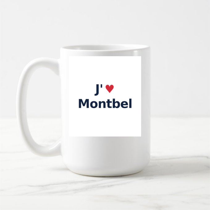 Mug personnalisé Montbel — design J'aime Montbel