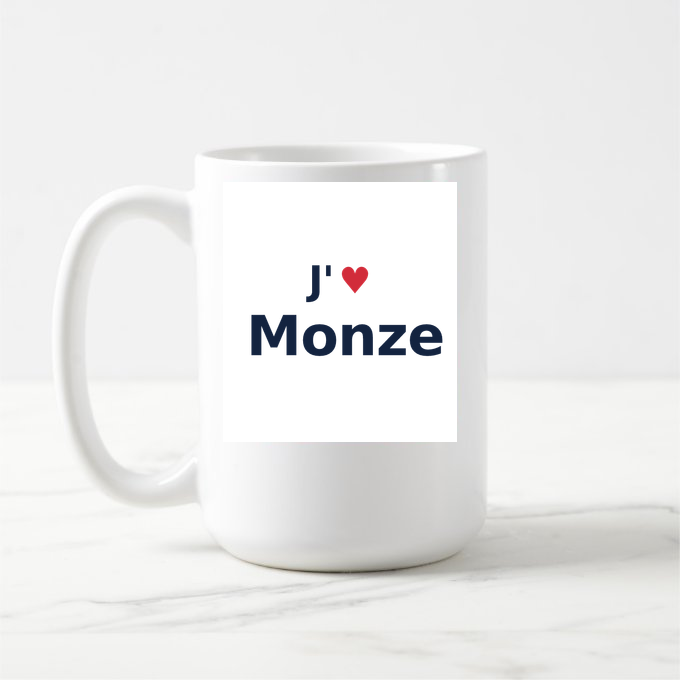 Mug personnalisé Monze — design J'aime Monze