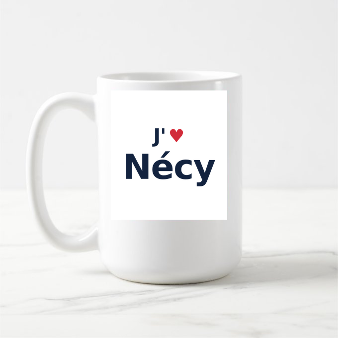 Mug personnalisé Nécy — design « J'aime Nécy » imprimé sur le mug