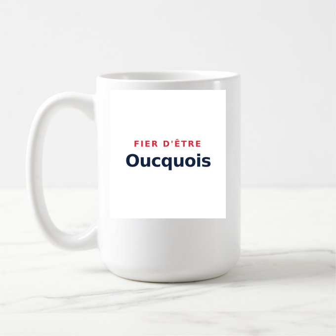 Mug « Fier d'être Oucquois » — design pour Oucques La Nouvelle