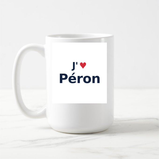 Mug personnalisé Péron — design J'aime Péron