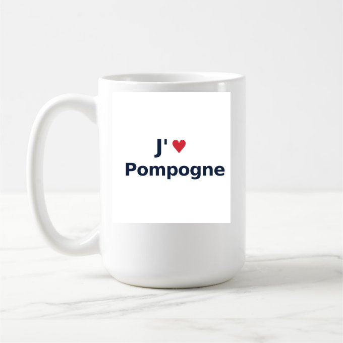 Mug personnalisé Pompogne — design J'aime Pompogne
