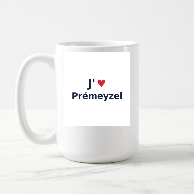 Mug personnalisé Prémeyzel — design J'aime Prémeyzel
