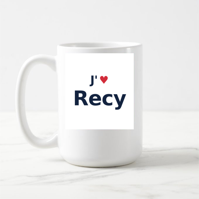 Mug personnalisé Recy — design J'aime Recy