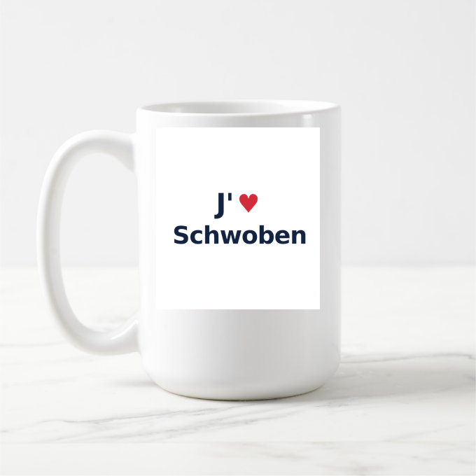 Mug personnalisé Schwoben — design J'aime Schwoben