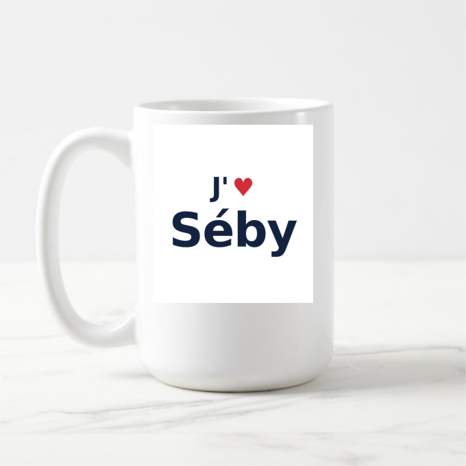 Mug personnalisé Séby — design J'aime Séby