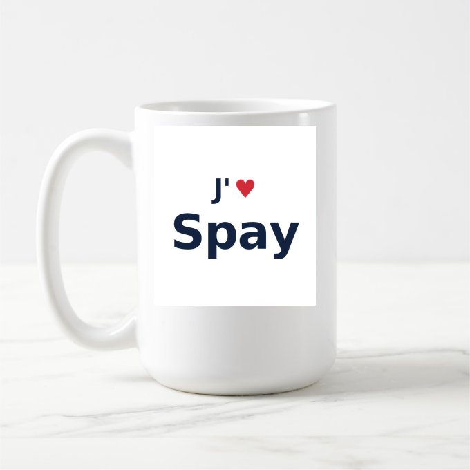 Mug personnalisé Spay — design « J'aime Spay » imprimé sur le mug