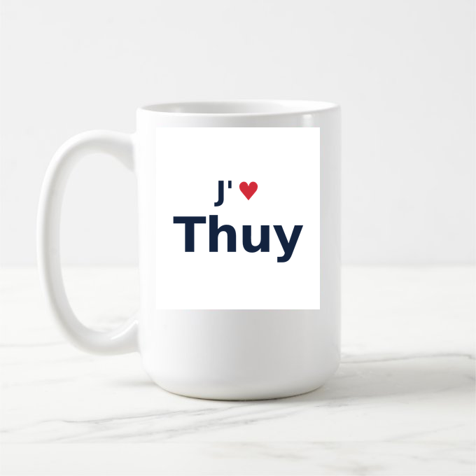 Mug personnalisé Thuy — design « J'aime Thuy » imprimé sur le mug