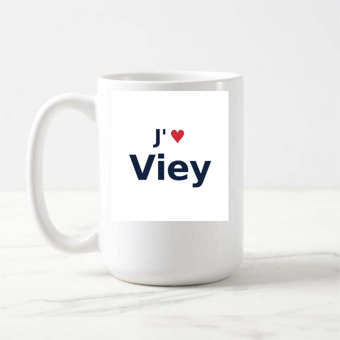 Mug personnalisé Viey — design « J'aime Viey » imprimé sur le mug