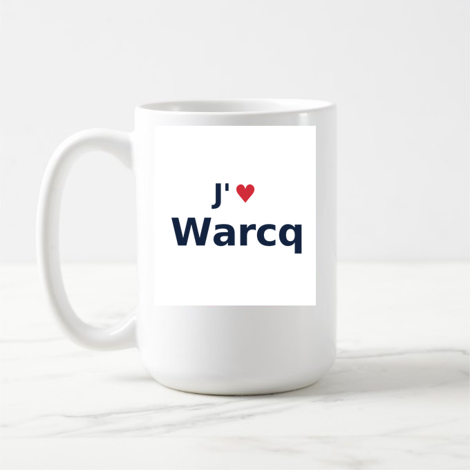 Mug personnalisé Warcq — design J'aime Warcq