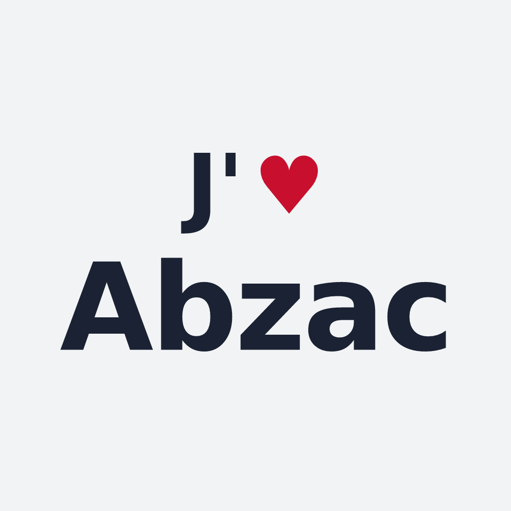 Poster personnalisé Abzac — design « J'aime Abzac » imprimé sur le poster