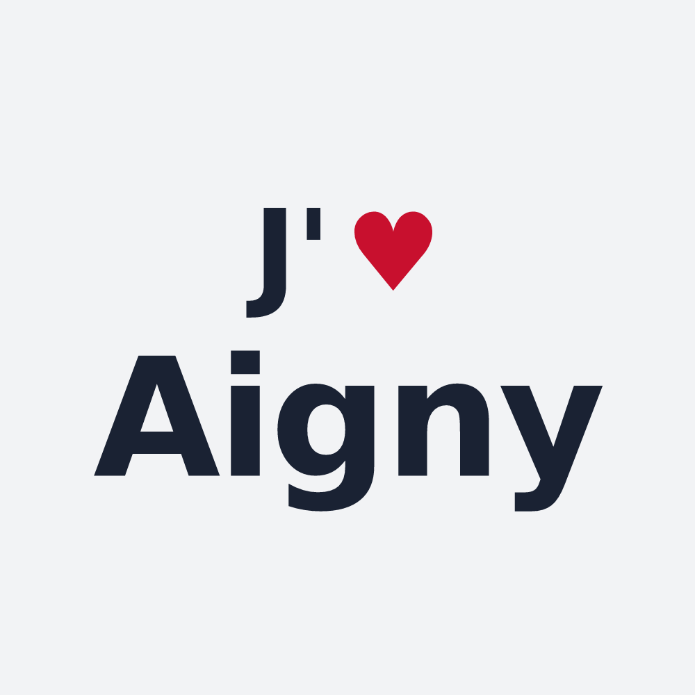 Poster personnalisé Aigny — design « J'aime Aigny » imprimé sur le poster