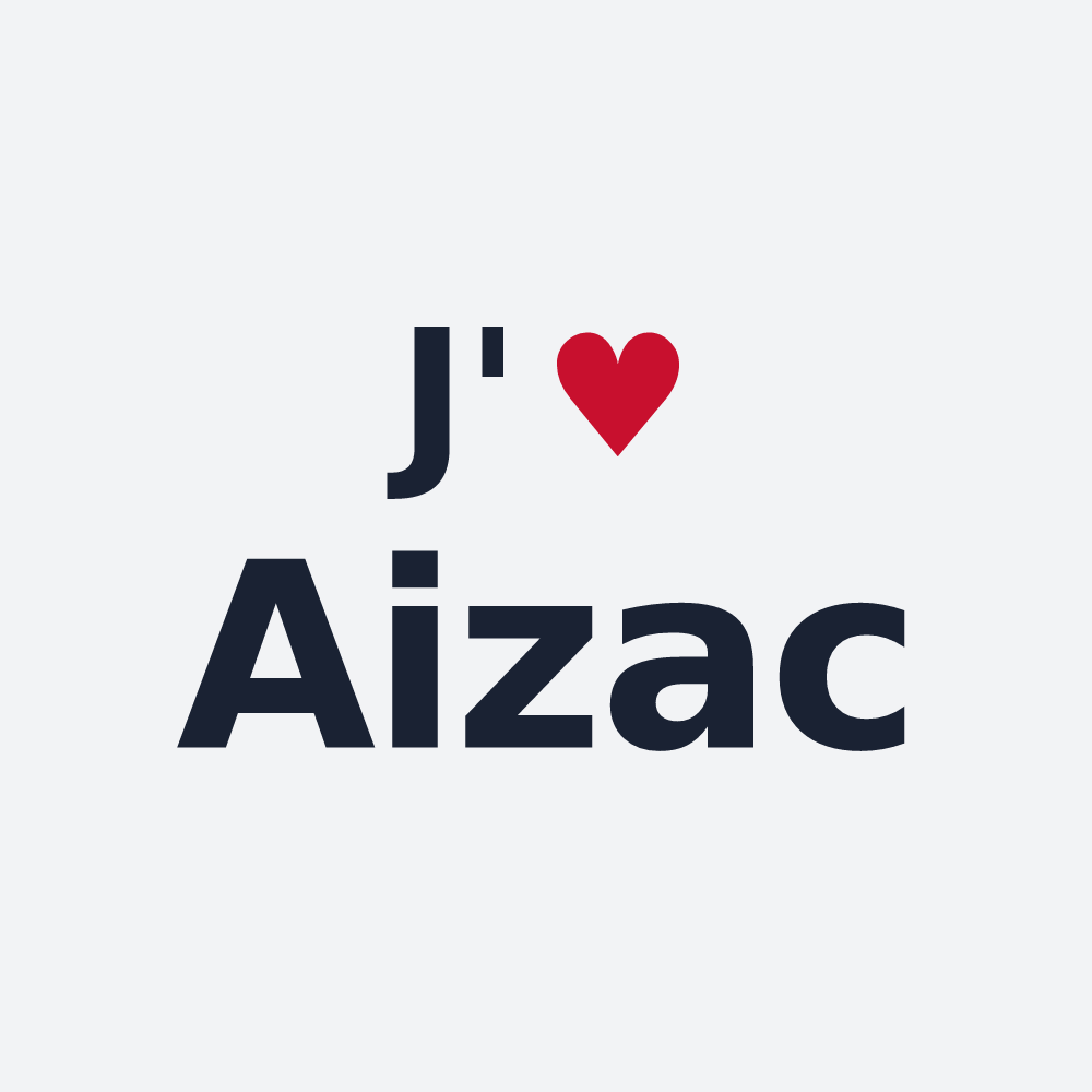 Poster personnalisé Aizac — design « J'aime Aizac » imprimé sur le poster