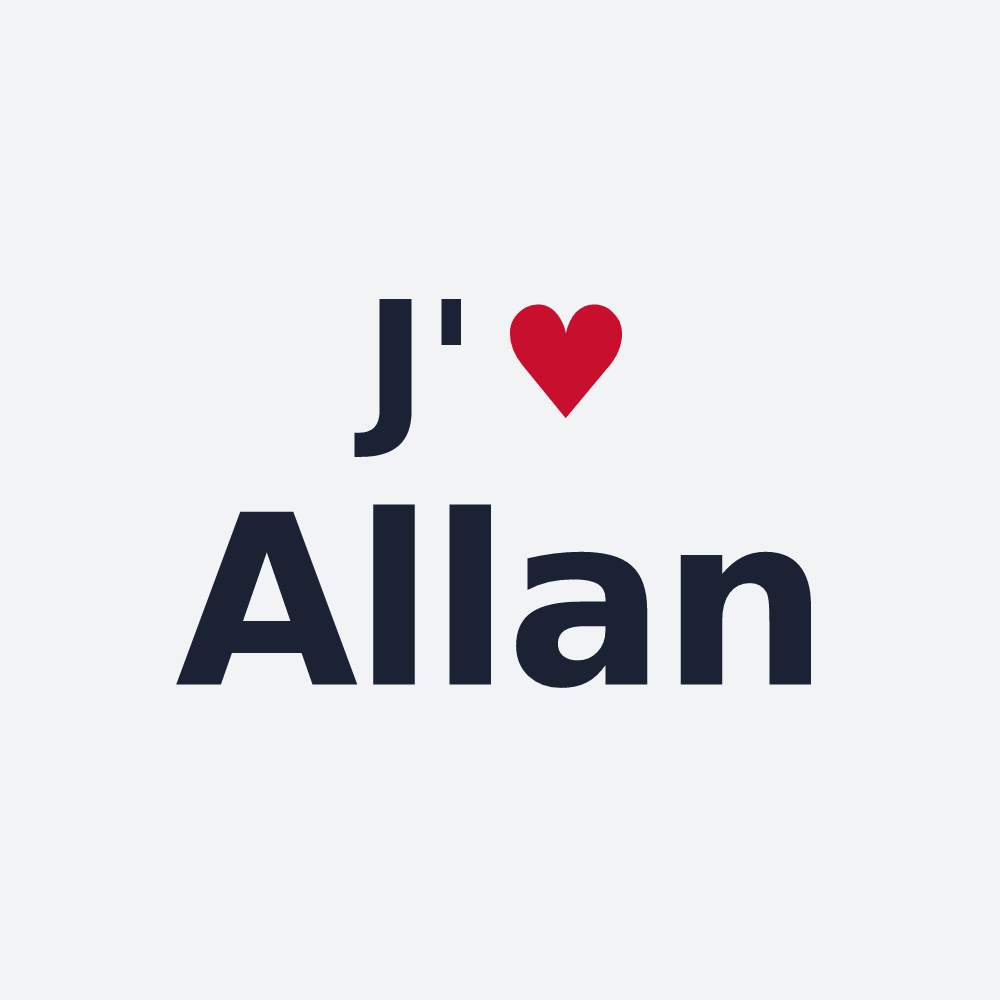 Poster personnalisé Allan — design « J'aime Allan » imprimé sur le poster