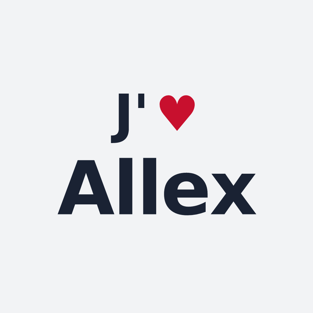 Poster personnalisé Allex — design « J'aime Allex » imprimé sur le poster