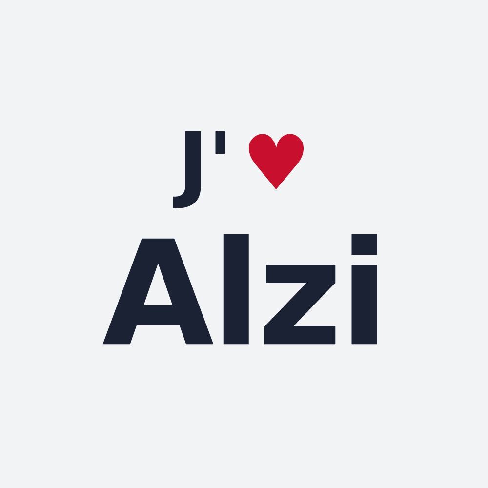 Poster personnalisé Alzi — design « J'aime Alzi » imprimé sur le poster