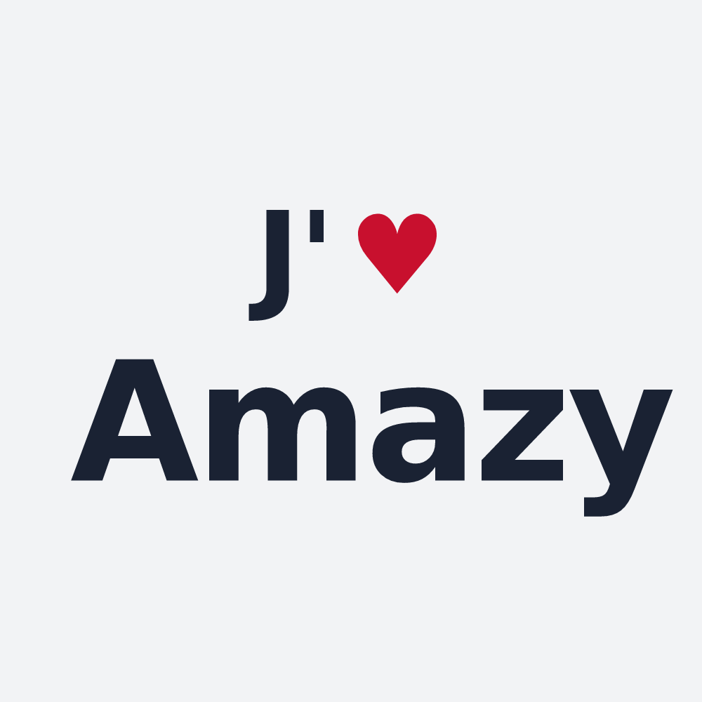 Poster personnalisé Amazy — design « J'aime Amazy » imprimé sur le poster
