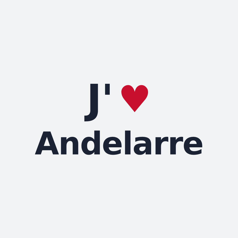 Poster personnalisé Andelarre — design « J'aime Andelarre » imprimé sur le poster