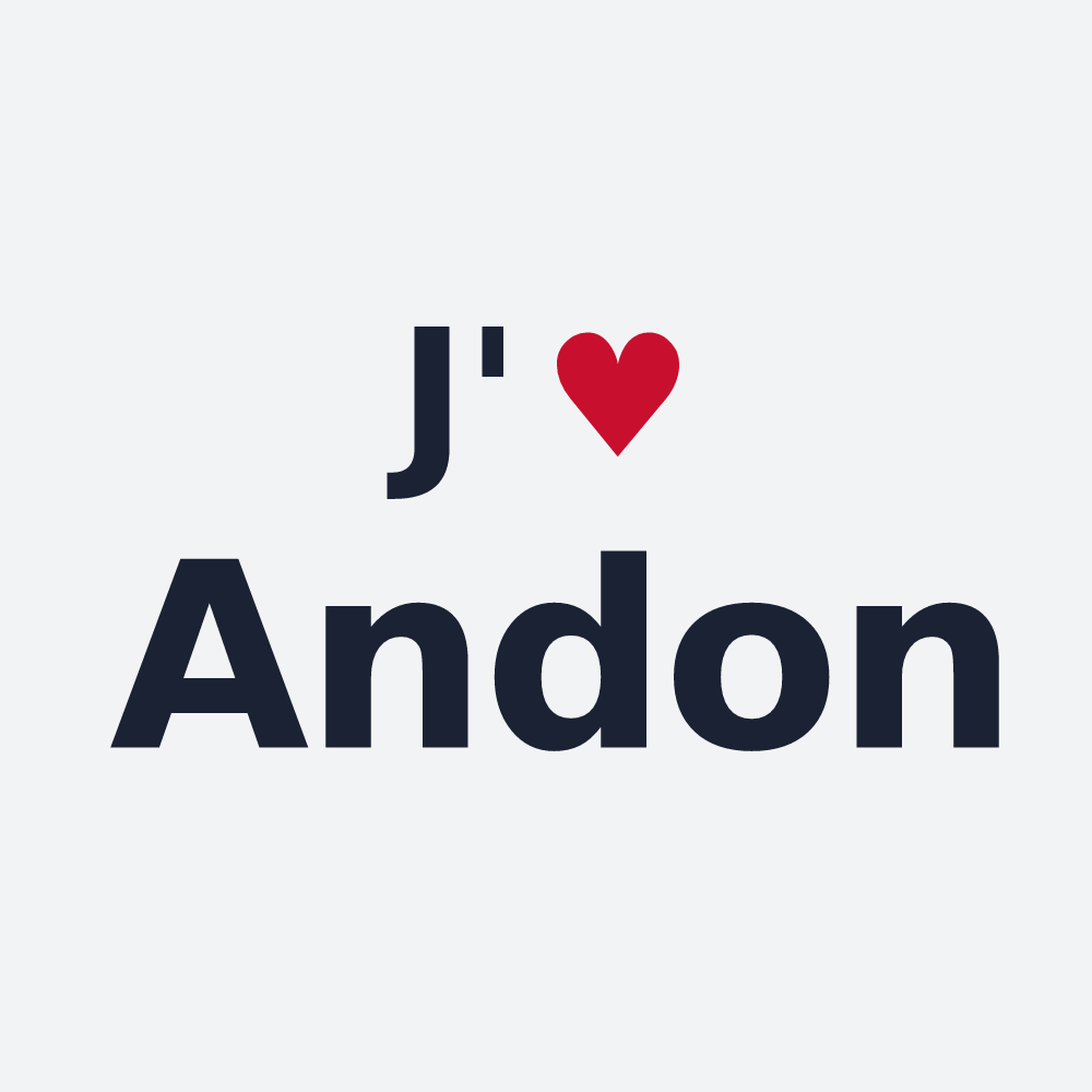 Poster personnalisé Andon — design « J'aime Andon » imprimé sur le poster