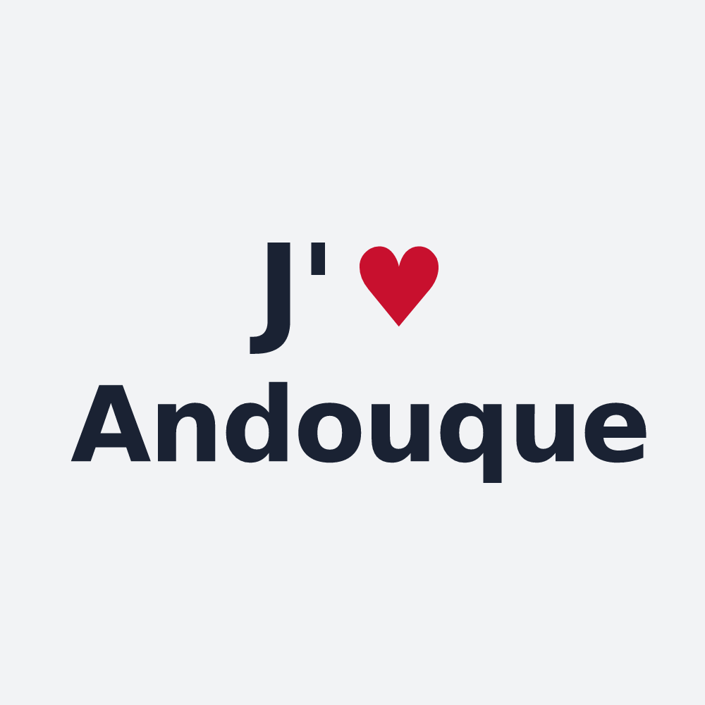 Poster personnalisé Andouque — design « J'aime Andouque » imprimé sur le poster