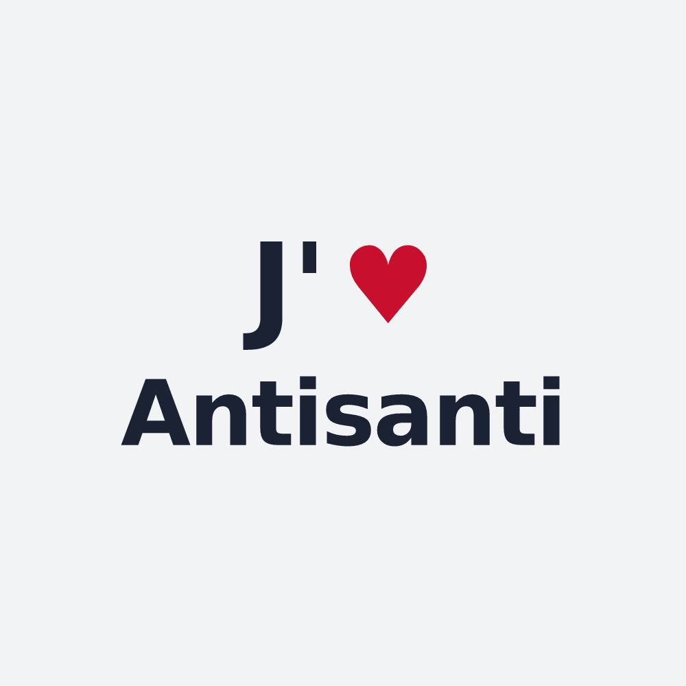 Poster personnalisé Antisanti — design « J'aime Antisanti » imprimé sur le poster