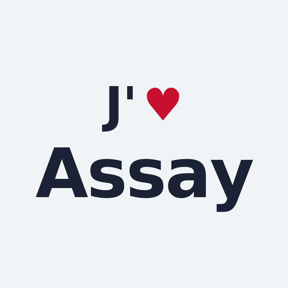 Poster personnalisé Assay — design « J'aime Assay » imprimé sur le poster