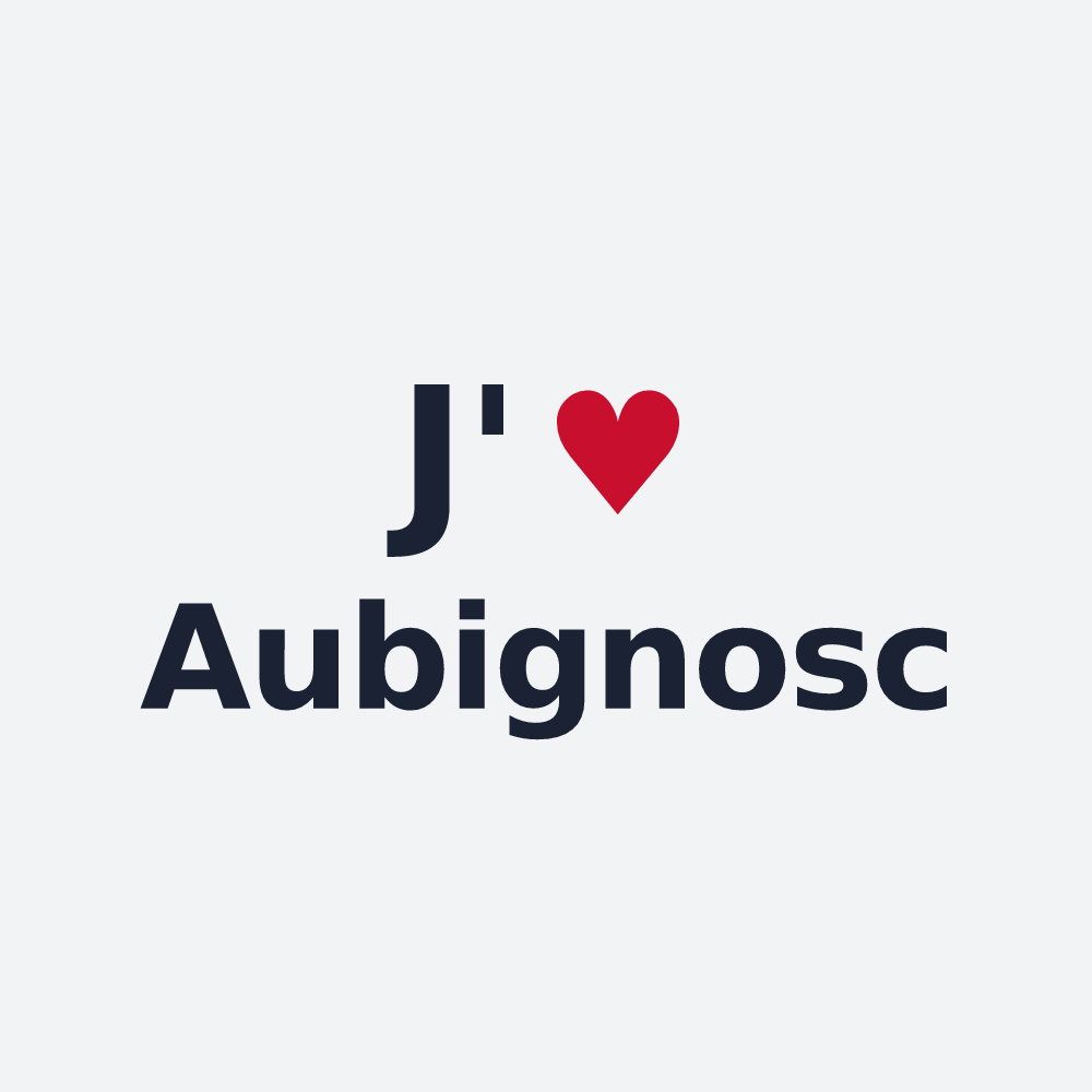 Poster personnalisé Aubignosc — design « J'aime Aubignosc » imprimé sur le poster