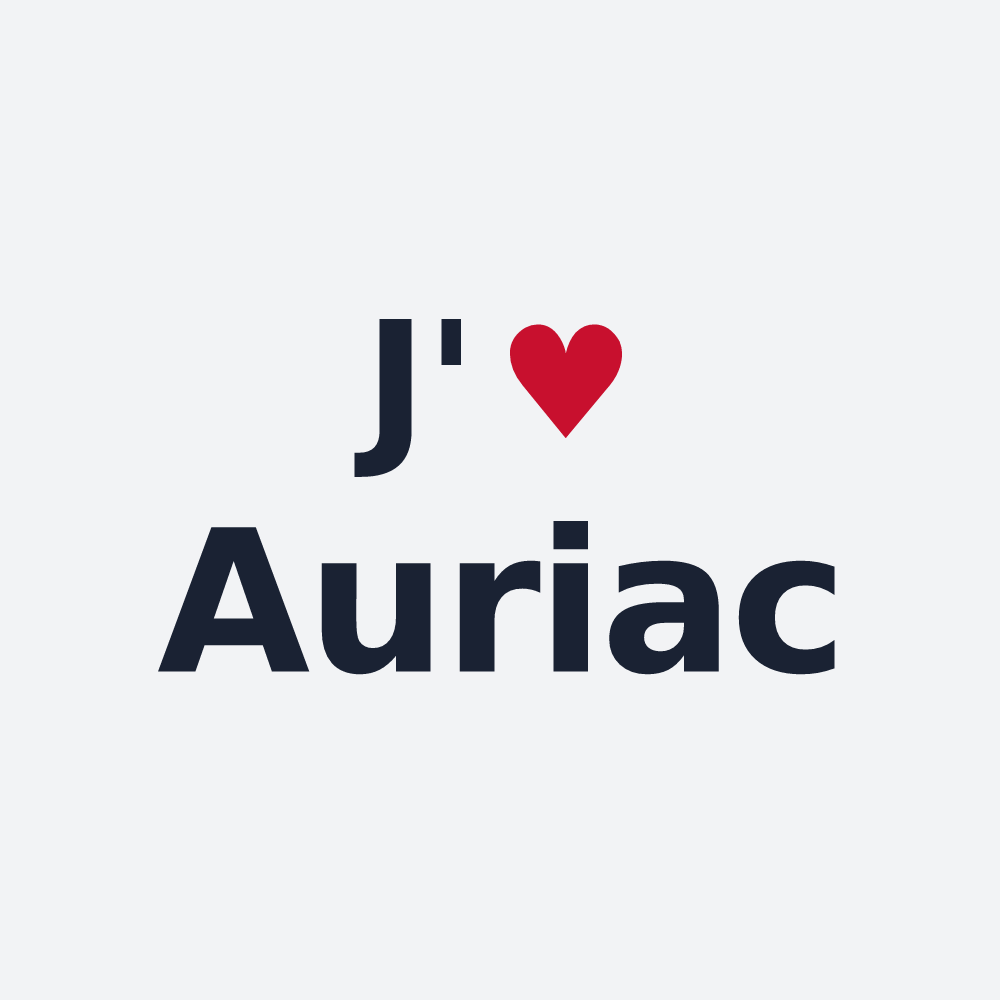 Poster personnalisé Auriac — design « J'aime Auriac » imprimé sur le poster