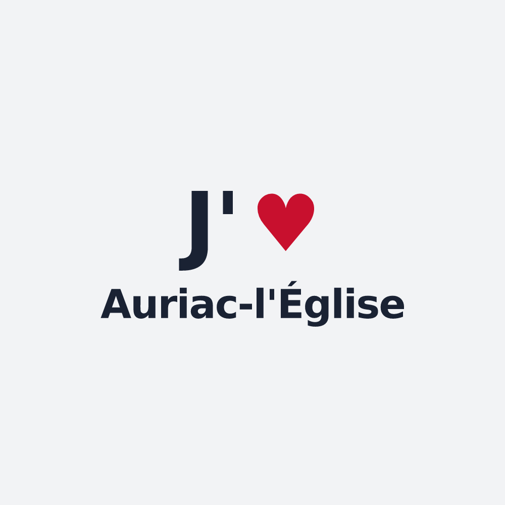 Poster personnalisé Auriac-l'Église — design « J'aime Auriac-l'Église » imprimé sur le poster