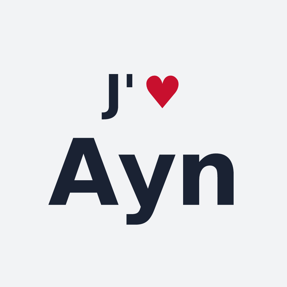 Poster personnalisé Ayn — design « J'aime Ayn » imprimé sur le poster