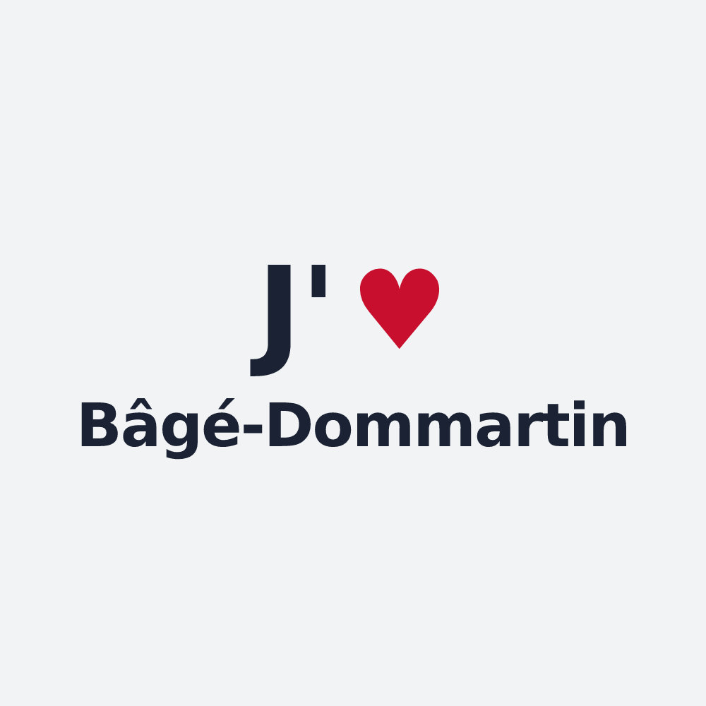 Poster personnalisé Bâgé-Dommartin — design J'aime Bâgé-Dommartin