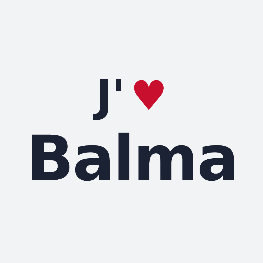 Poster personnalisé Balma — design « J'aime Balma » imprimé sur le poster