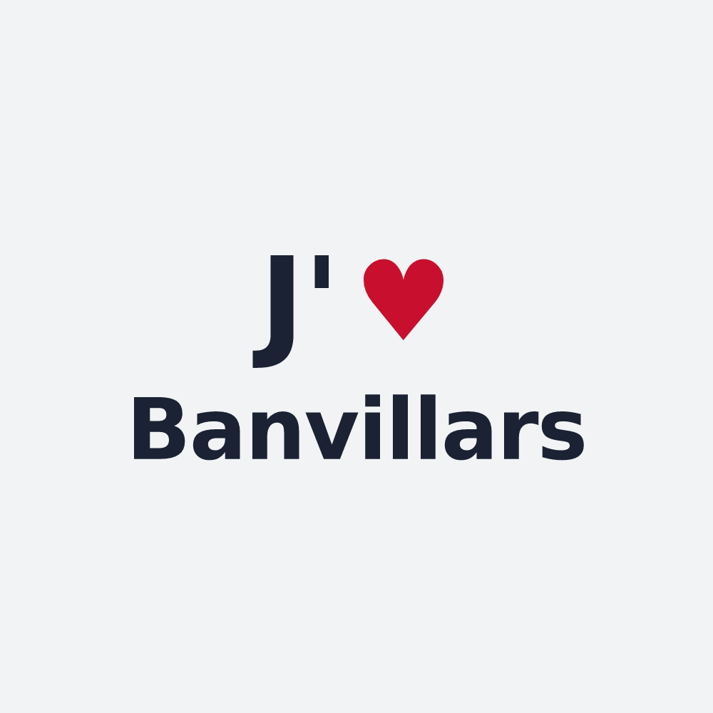 Poster personnalisé Banvillars — design « J'aime Banvillars » imprimé sur le poster