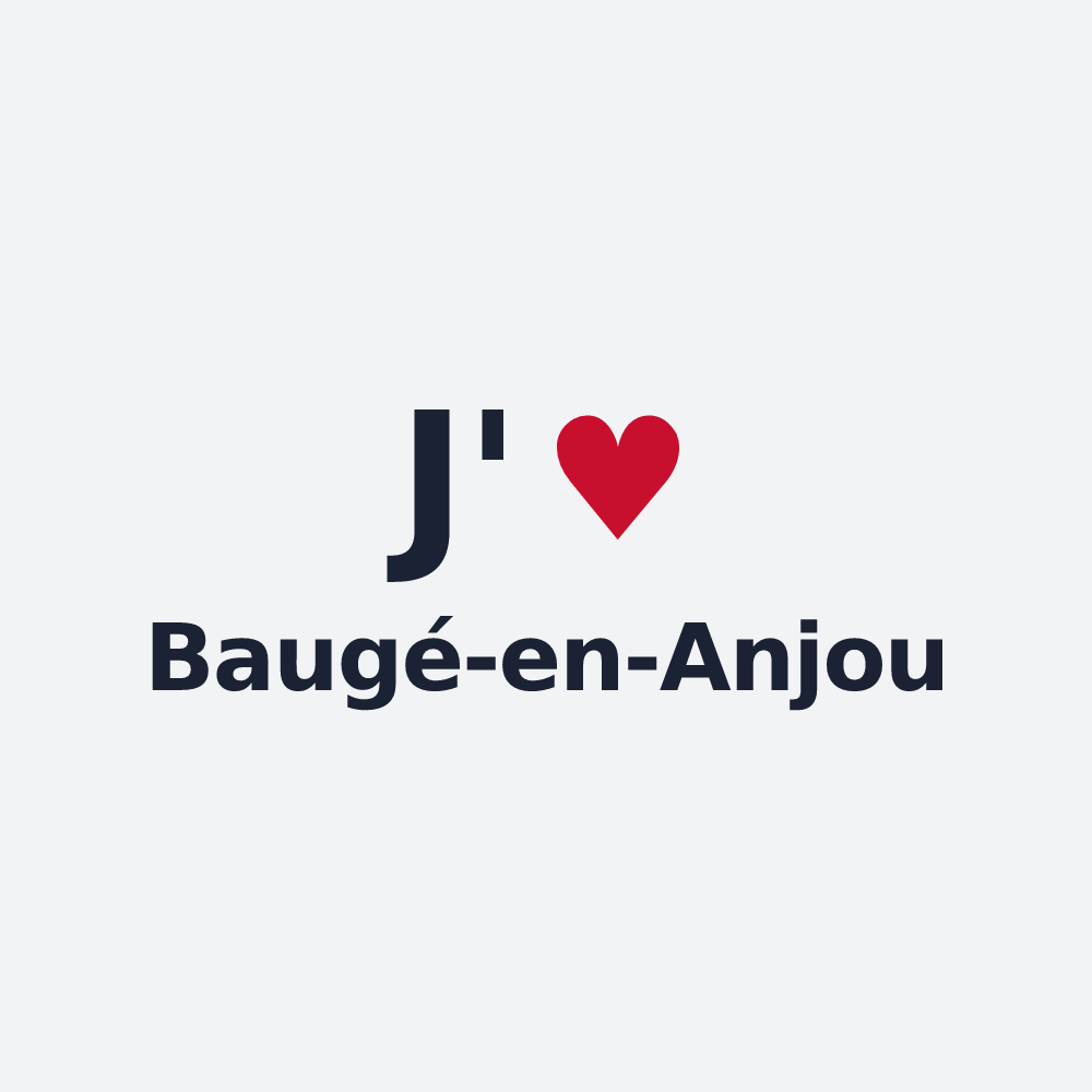 Poster personnalisé Baugé-en-Anjou — design J'aime Baugé-en-Anjou