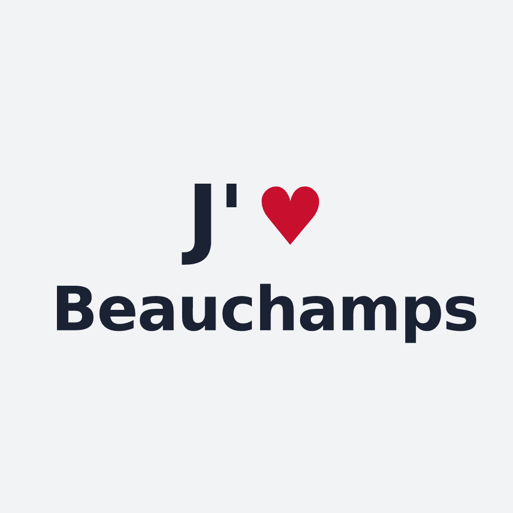 Poster personnalisé Beauchamps — design « J'aime Beauchamps » imprimé sur le poster