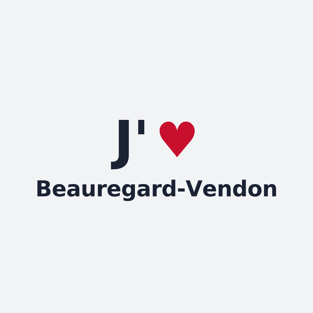 Poster personnalisé Beauregard-Vendon — design « J'aime Beauregard-Vendon » imprimé sur le poster