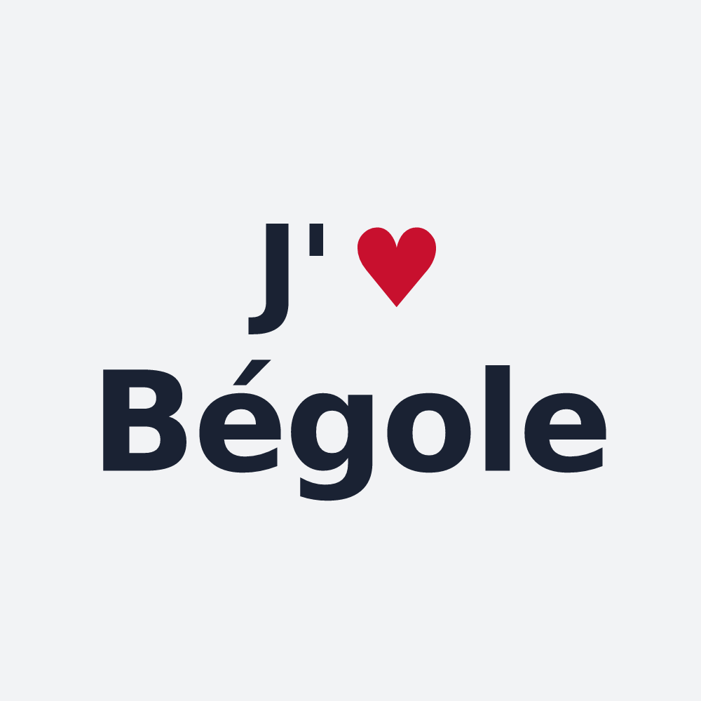 Poster personnalisé Bégole — design « J'aime Bégole » imprimé sur le poster
