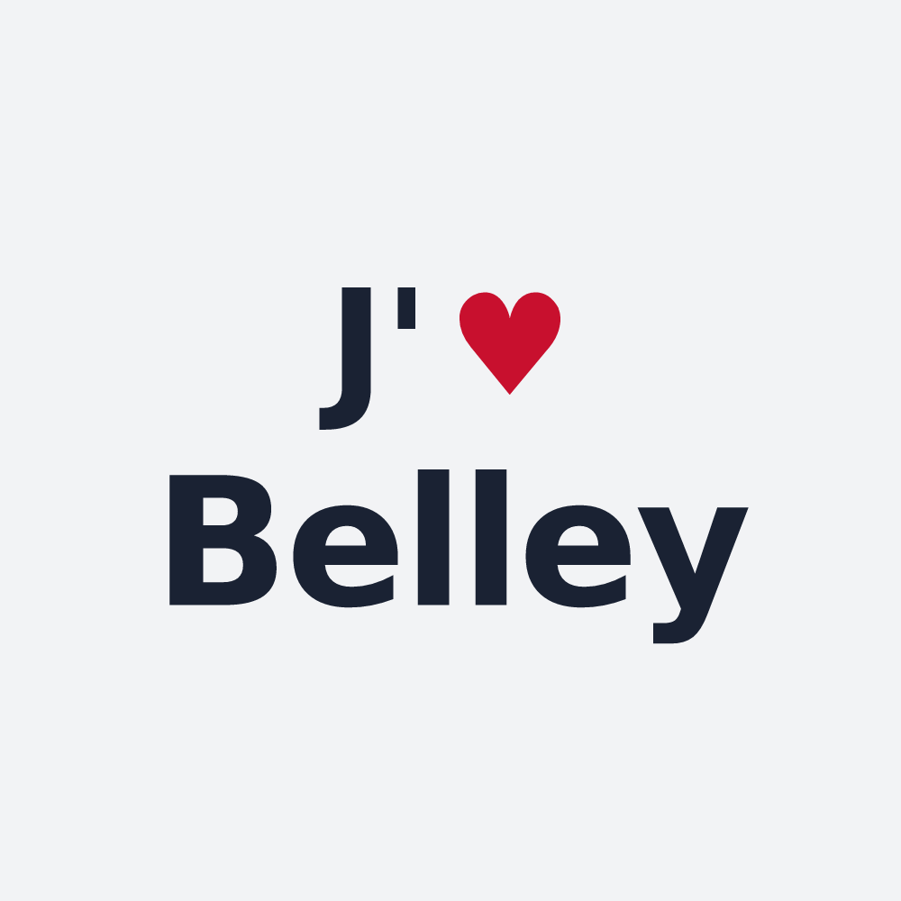 Poster personnalisé Belley — design « J'aime Belley » imprimé sur le poster