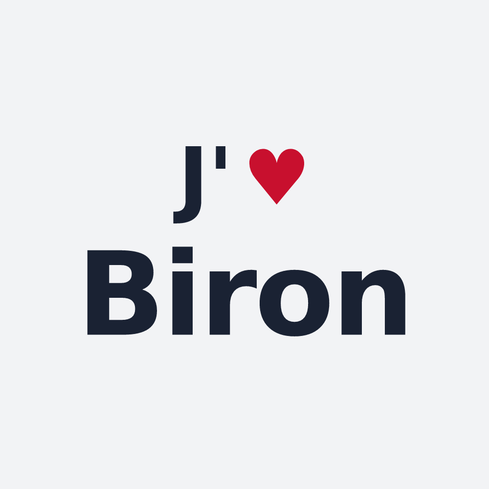 Poster personnalisé Biron — design « J'aime Biron » imprimé sur le poster
