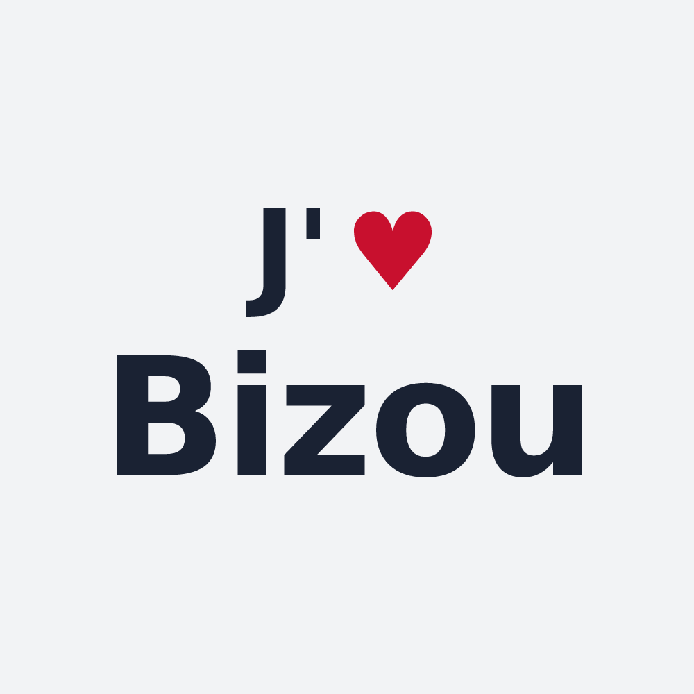 Poster personnalisé Bizou — design « J'aime Bizou » imprimé sur le poster