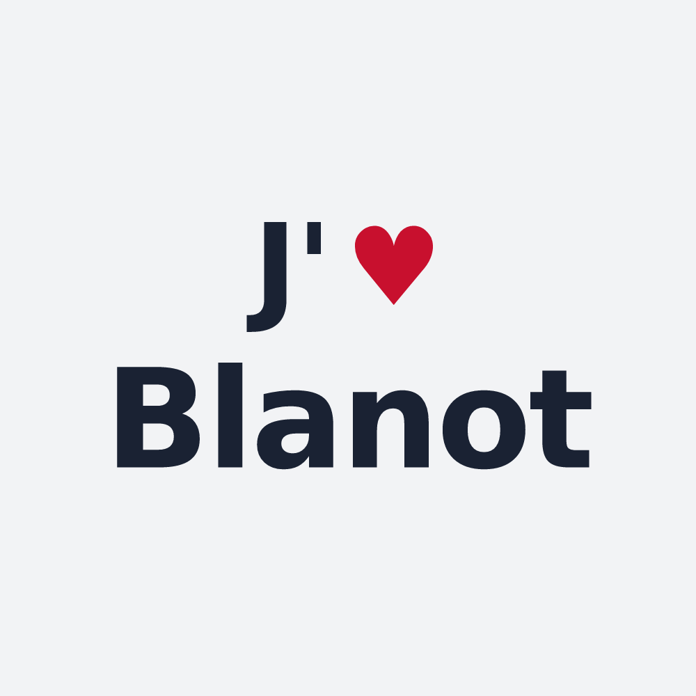 Poster personnalisé Blanot — design « J'aime Blanot » imprimé sur le poster