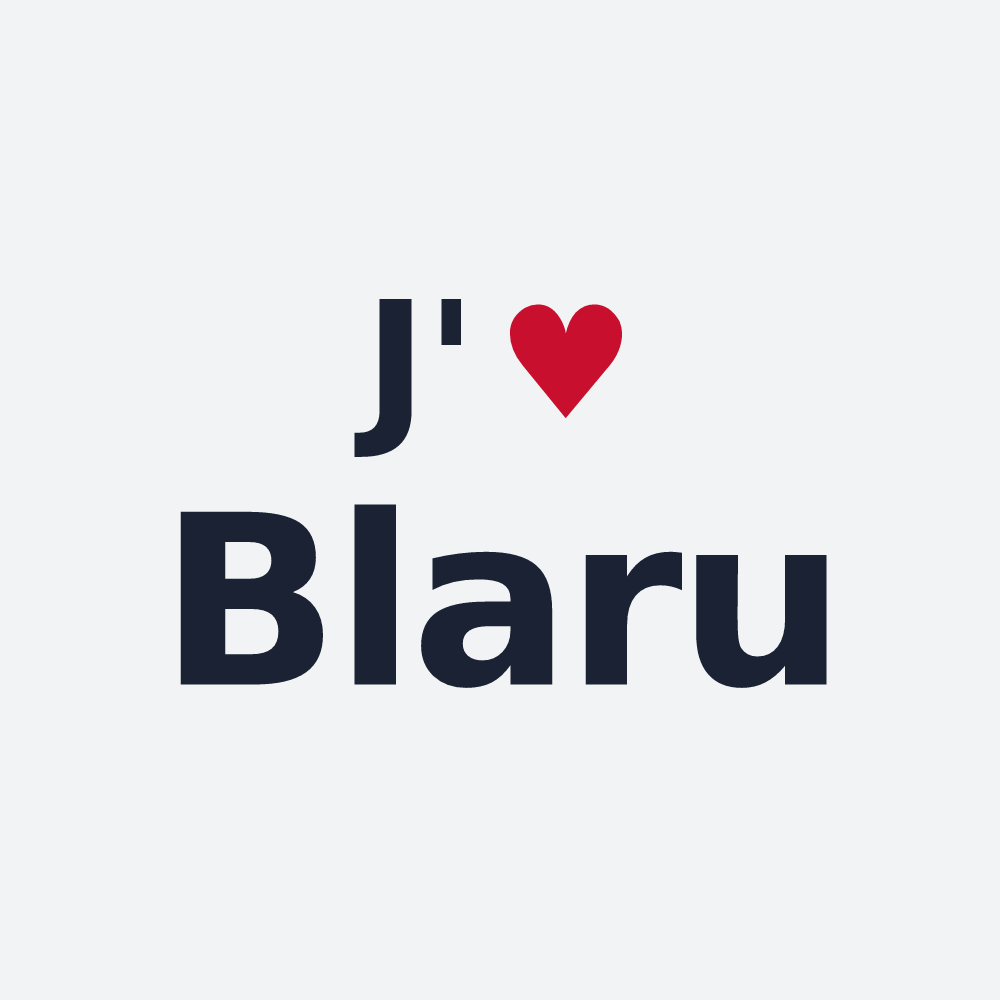 Poster personnalisé Blaru — design « J'aime Blaru » imprimé sur le poster