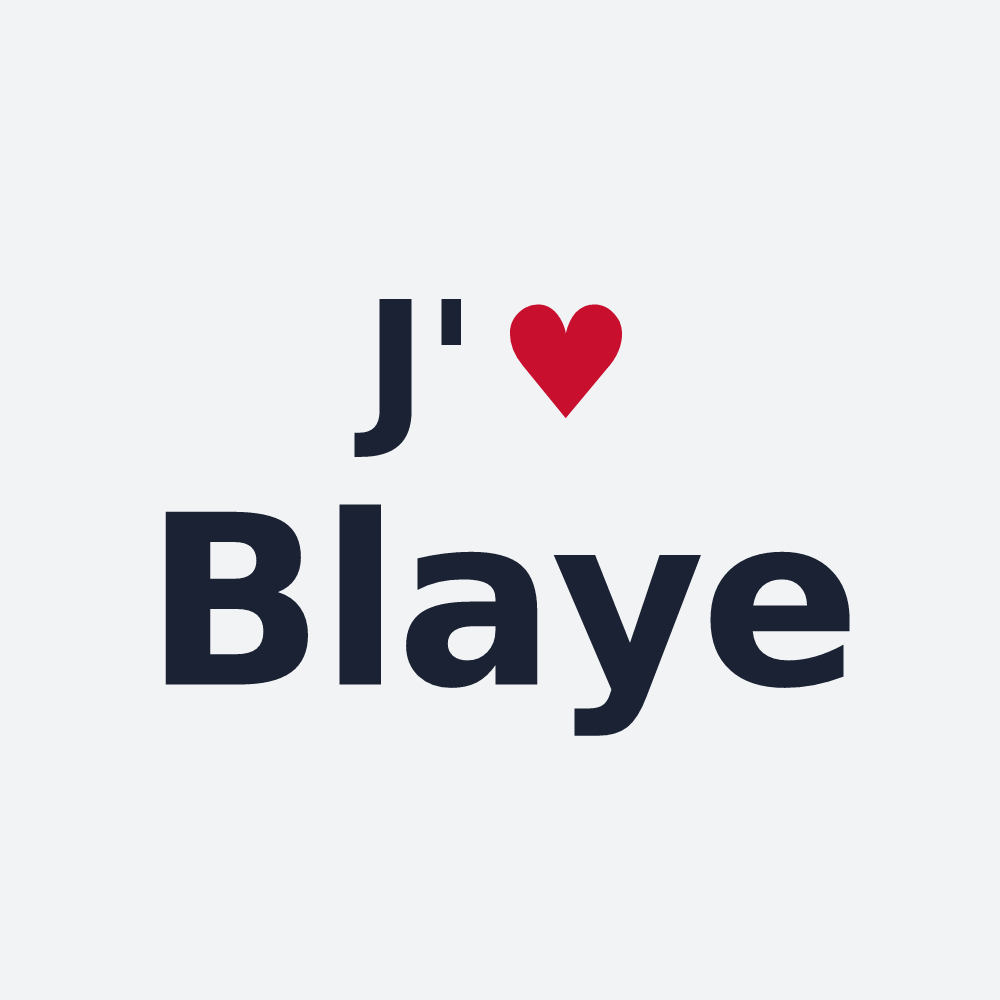 Poster personnalisé Blaye — design « J'aime Blaye » imprimé sur le poster
