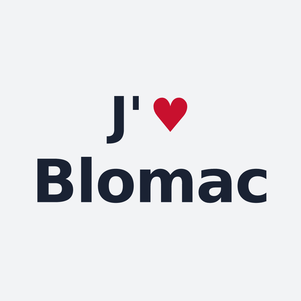 Poster personnalisé Blomac — design « J'aime Blomac » imprimé sur le poster