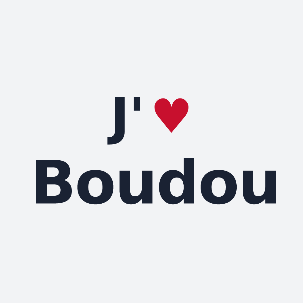 Poster personnalisé Boudou — design « J'aime Boudou » imprimé sur le poster