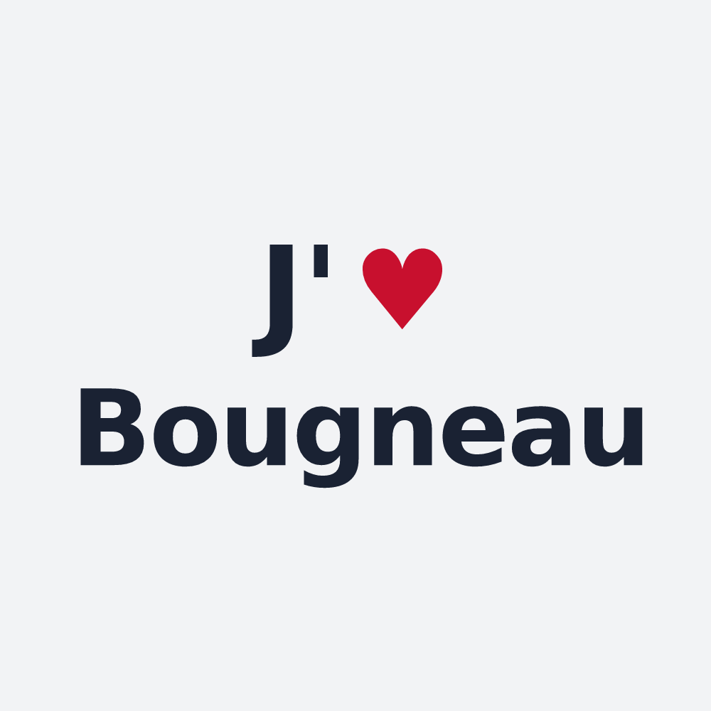 Poster personnalisé Bougneau — design « J'aime Bougneau » imprimé sur le poster