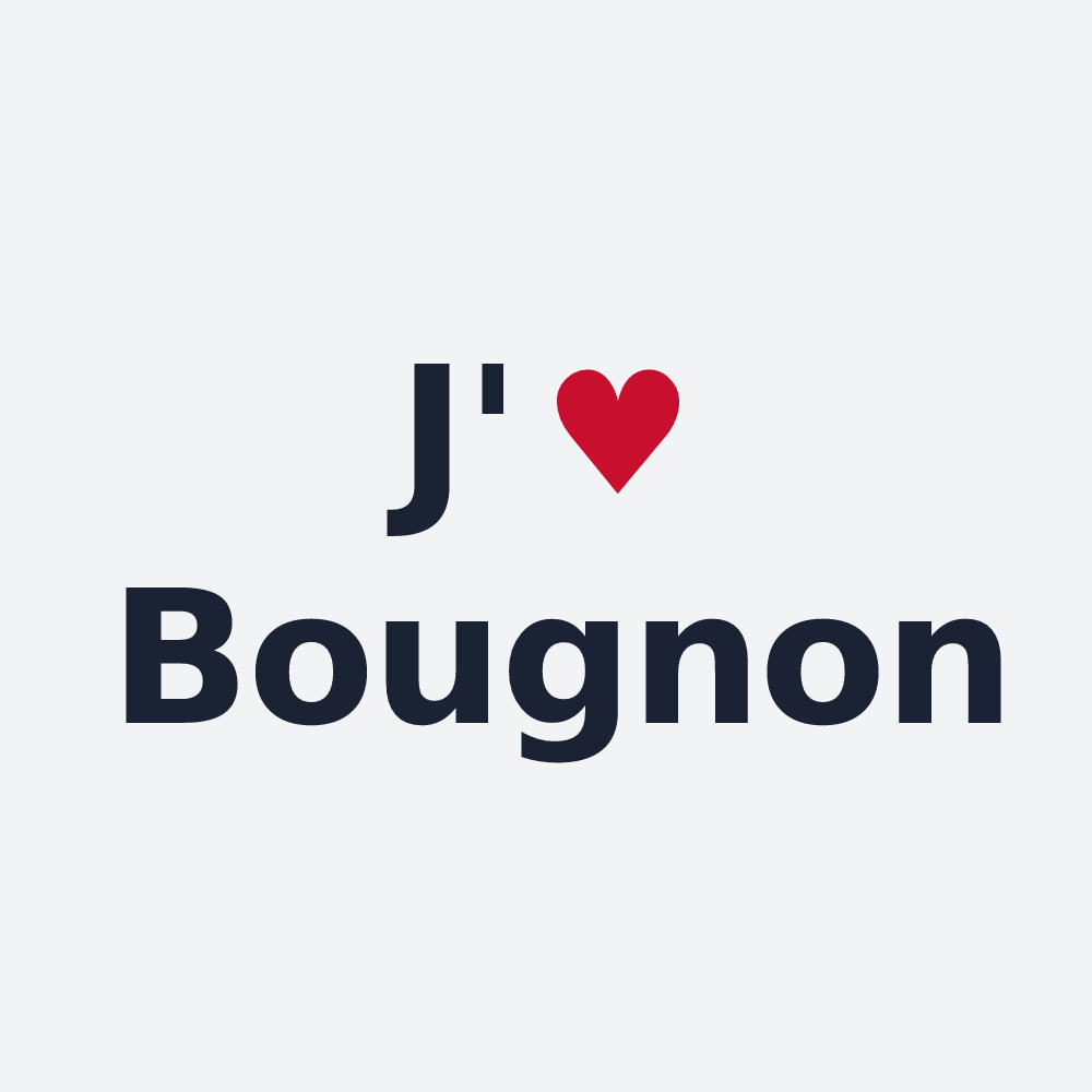 Poster personnalisé Bougnon — design « J'aime Bougnon » imprimé sur le poster